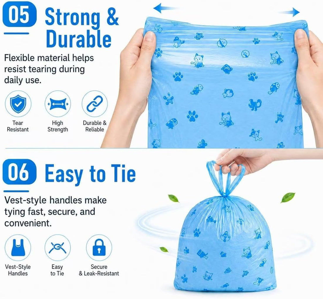 Odor Sealing Cat Litter Poop Clump Pick-Up Bags with Handles Scoop