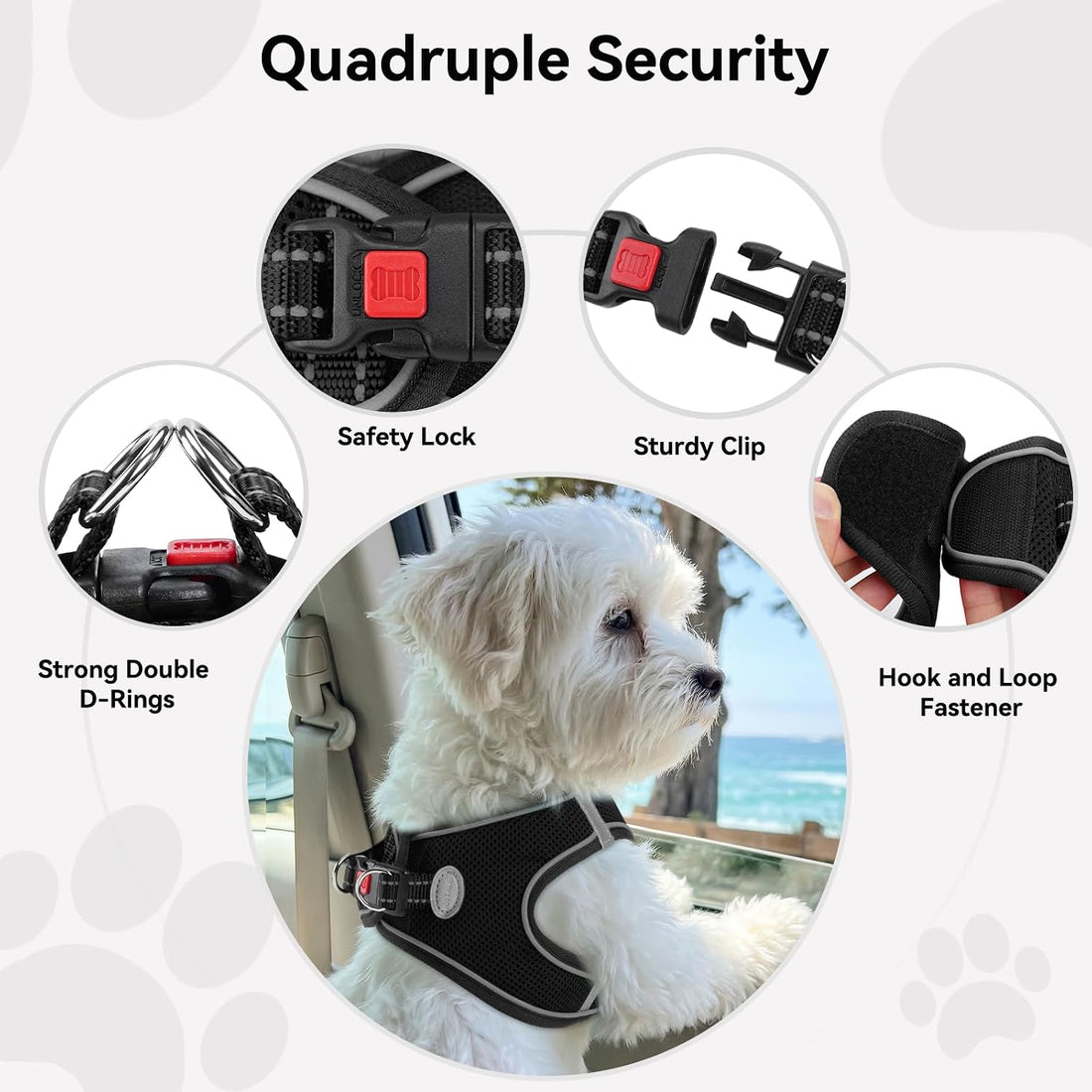 Joytale Step-in Dog Harness, Soft Breathable Mesh, Black M