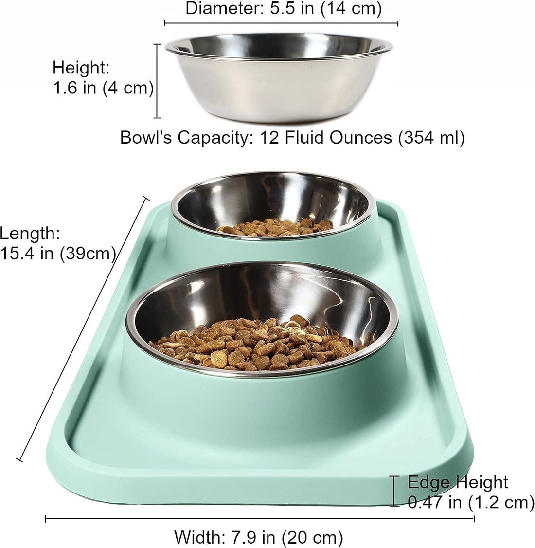 L.D.Dog Cat Food Bowls, Cat Bowls Non-Skid and Non-Spill Silicone