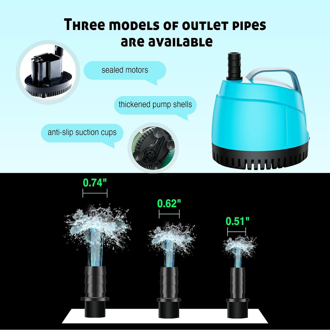 210GPH Submersible Water Pump Ultra Quiet,Bottom Suction Aquarium