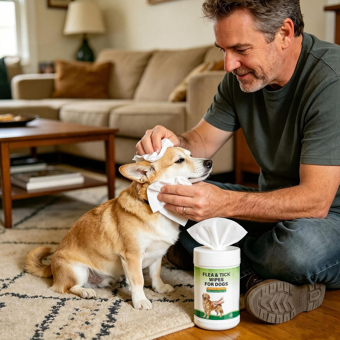 2 Pack Flea & Tick Wipes for Dogs Plant-Based Wipes for Flea and Tick
