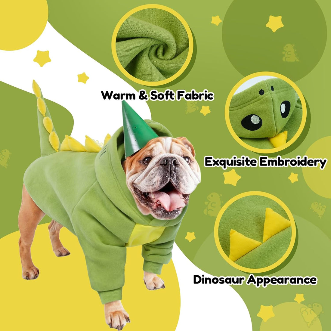 Lelepet Dog Dinosaur Costume Large Dog Halloween Costume Warm Fleece