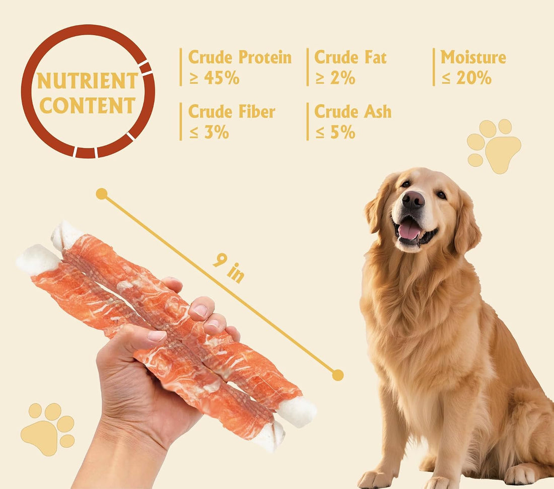 9 in Salmon Wrapped Rawhide Rolls, 160g, Long Lasting Chews for Dog