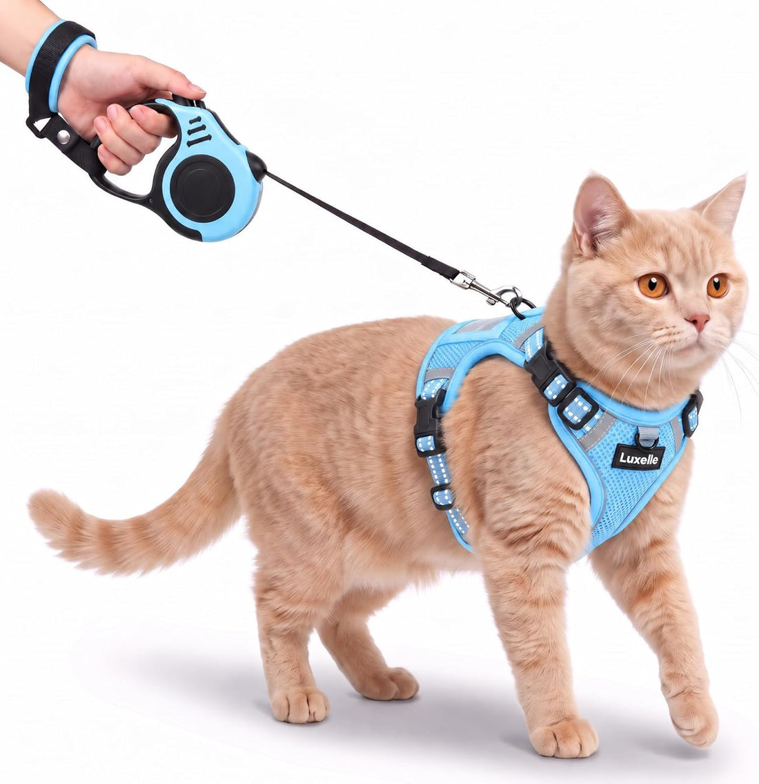 Luxelle Escape Proof Cat Harness with Retractable Leash & Wrist Strap