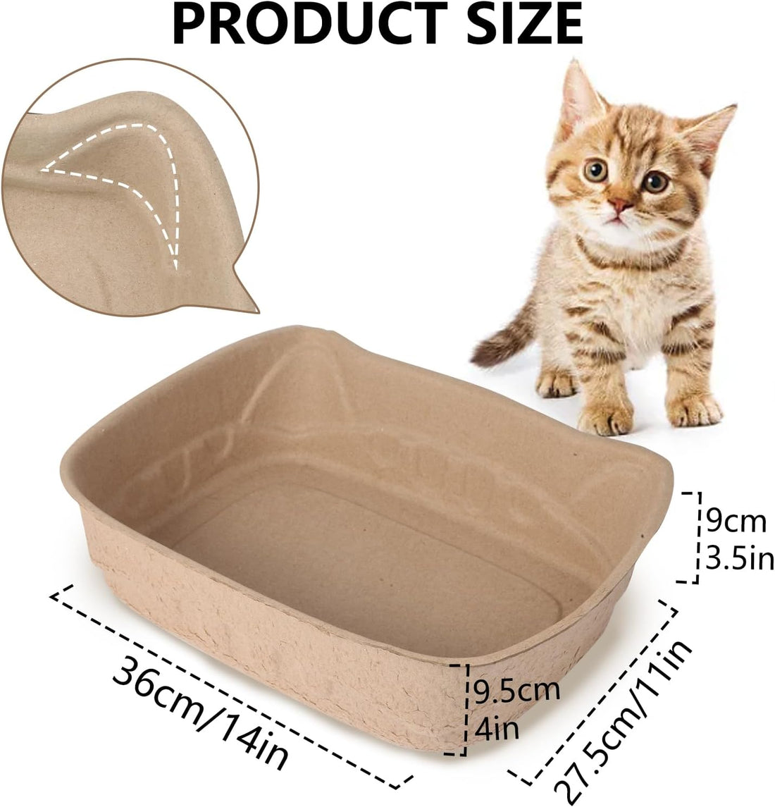 UBozeuiv Disposable Cat Litter Boxes 6-Pack, Compact Cat Ear Design