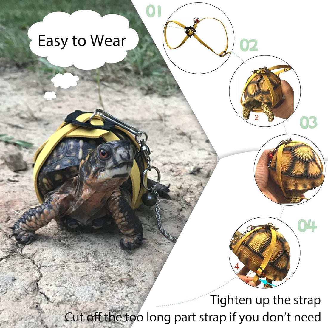 Adjustable Harness & Leash Set Strap for Turtles Small Pet Leash