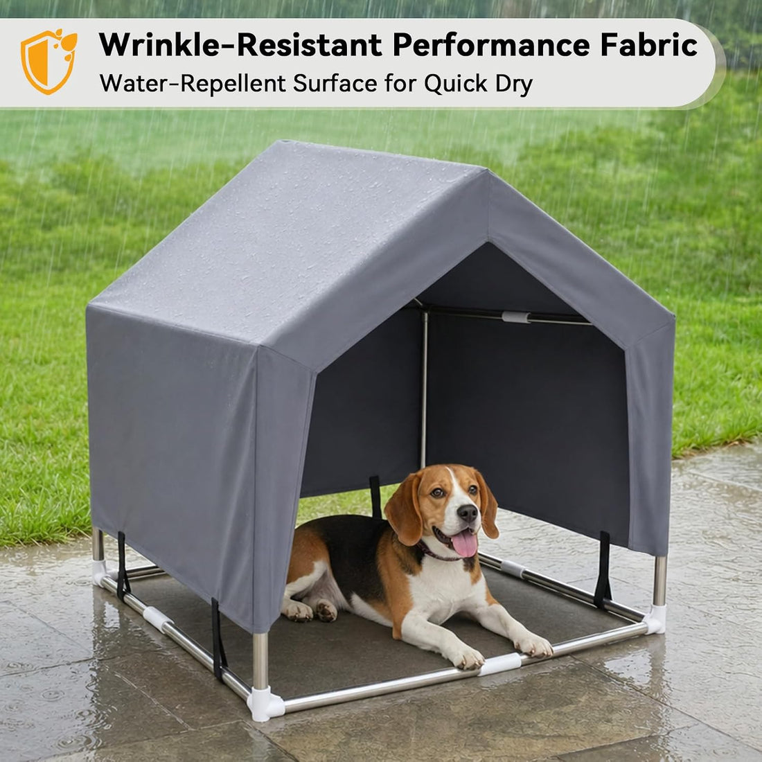 Outdoor Dog House Tent, Stainless Steel Frame Dog Shade Shelter