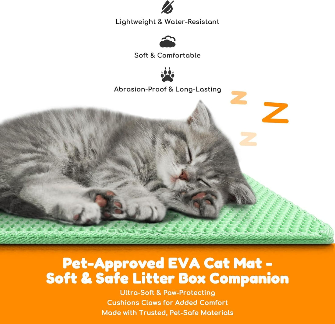 Cat Litter Mat 24"x16",Double Layer EVA Litterbox Mat
