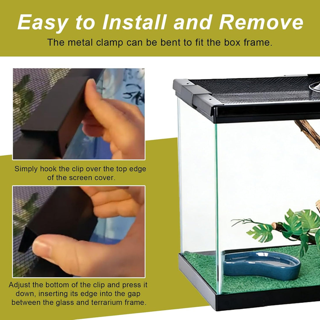 4 Pack Reptile Terrarium Covers Heavy Duty Screen Clips for 5-29