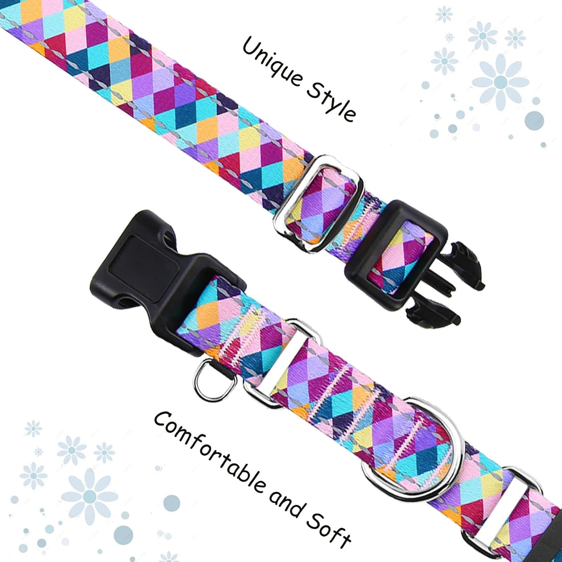 Reflective Martingale Collar for Dogs with Quick Release Buckle No