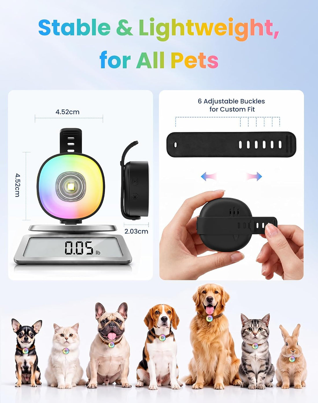 Zellar 2-in-1 Dog Tracker GPS with LED Light