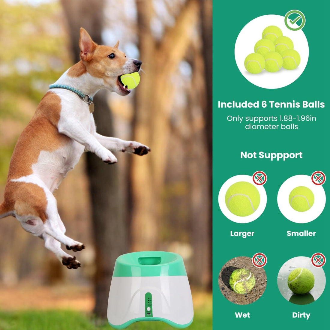 Automatic Dog Ball Launcher, Dog Ball Thrower with 9.84-29.52ft 3