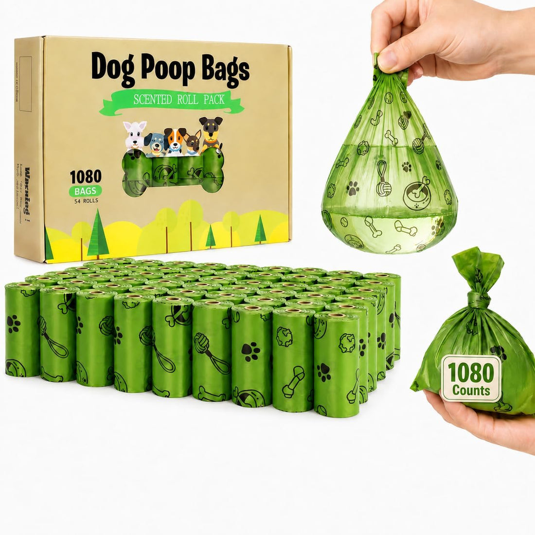 Thick Dog Poop Bags Rolls - Strong Leak Proof with 2 Dispensers 420