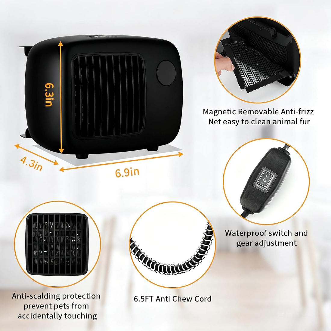 Dog House Heater with Thermostat, Wall-Mounted Dog Heater