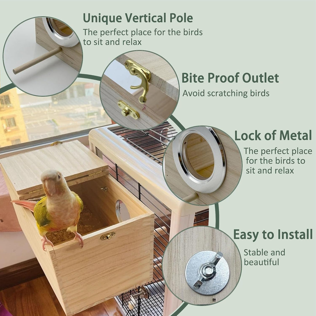 Parakeet Nesting Box Transparent Bird Nest Breeding Box with Perch