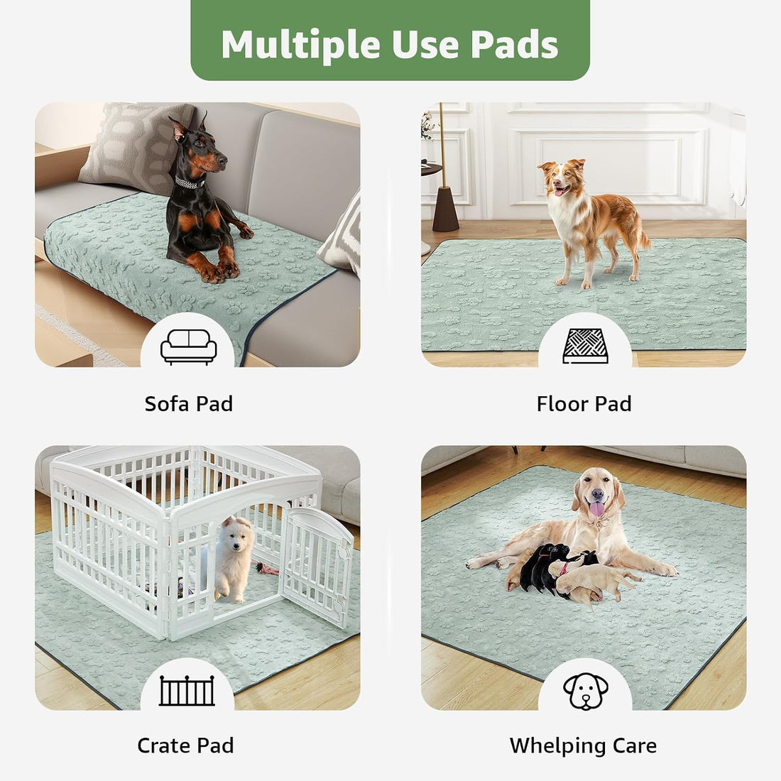 LOOBANI Washable Pee Pads for Dogs, Potty Training, 36"x24", 2-Pack