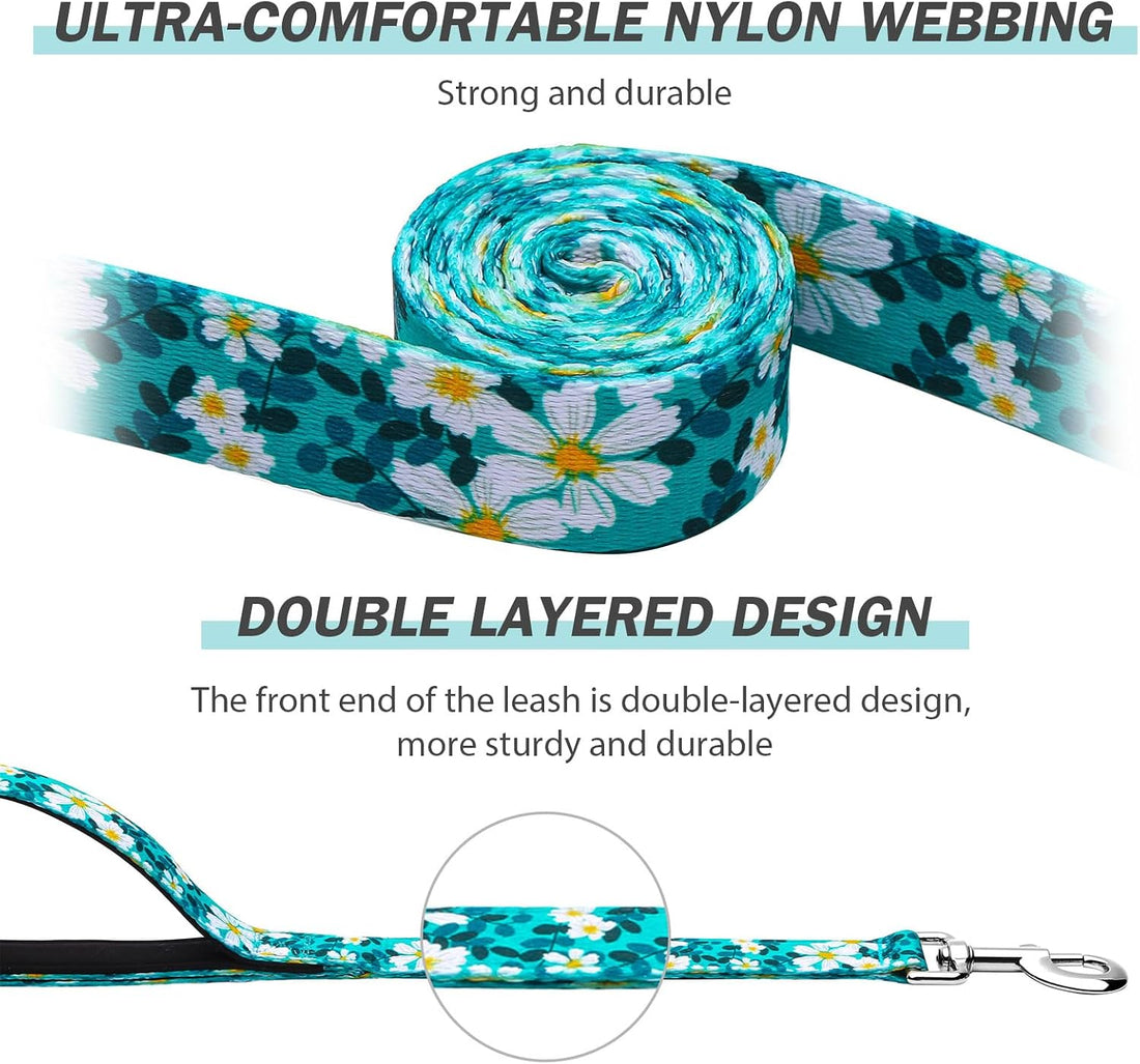 Hikiko 6FT Dog Leash Padded Double Handle with Designed Pattern