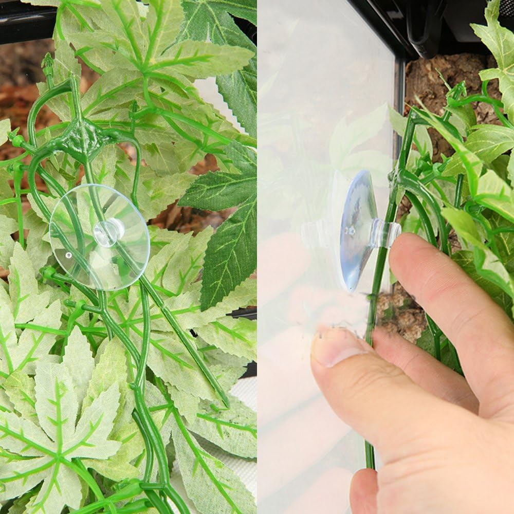 SLSON Reptile Plants Hanging Silk Terrarium Plants with Suction Cup