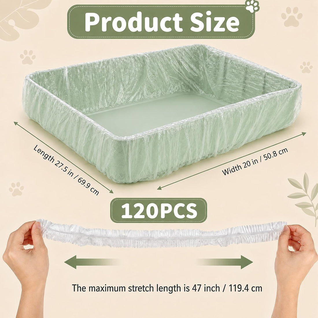 120 Pcs Disposable Plastic Cage Liners 27x19 in Clear Bunny Litter