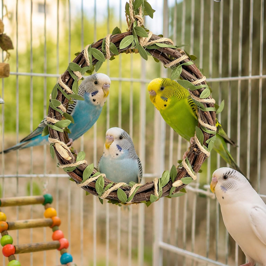 2Pcs Bird Swing Climbing Perch Parakeet Standing Toys Parrot Cages