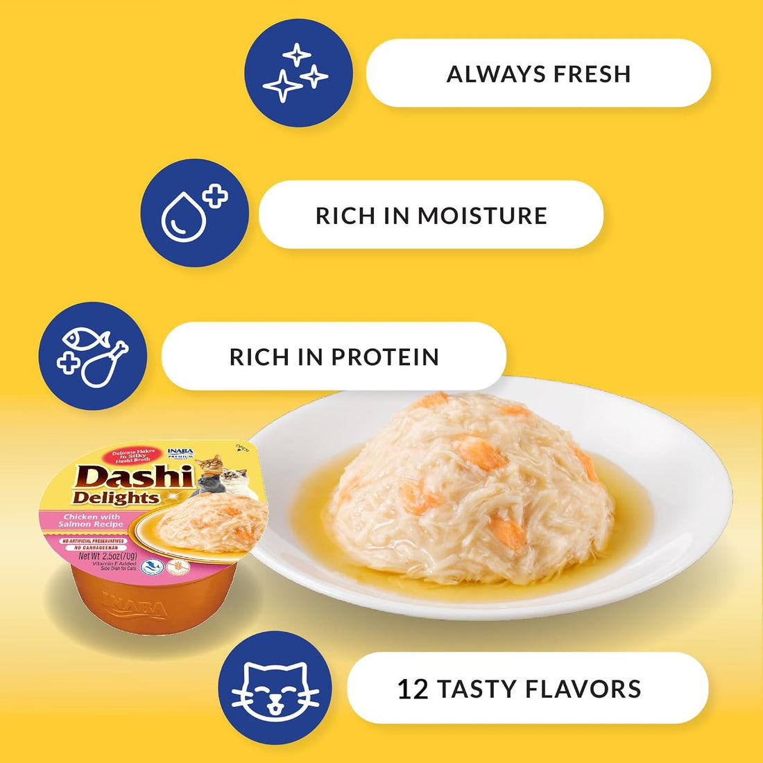 INABA Dashi Delights Lickable Cat Treats, Seafood Variety, 12ct
