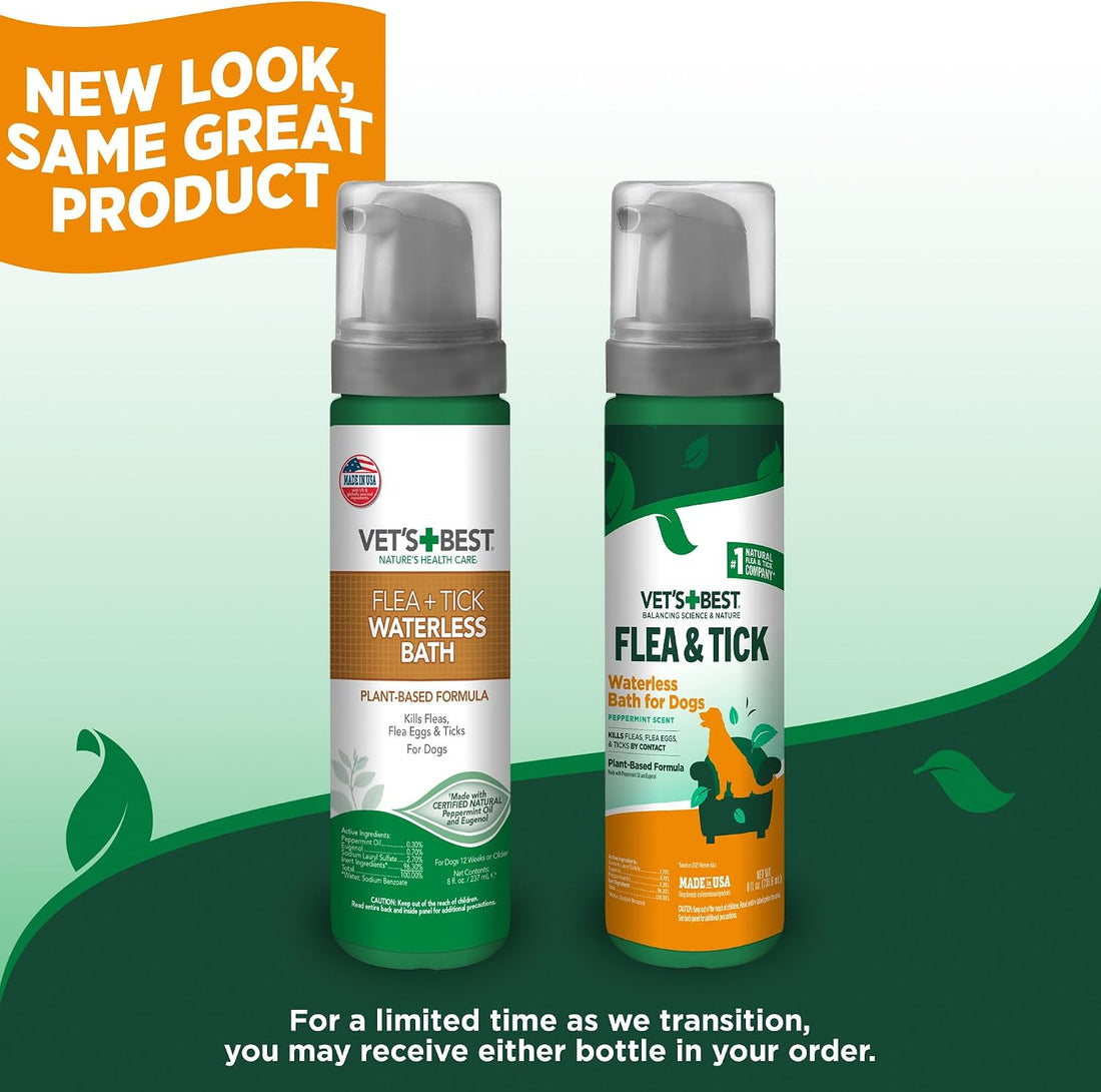 Vet's Best Waterless Flea & Tick Bath for Dogs, Plant-Based, 8 oz