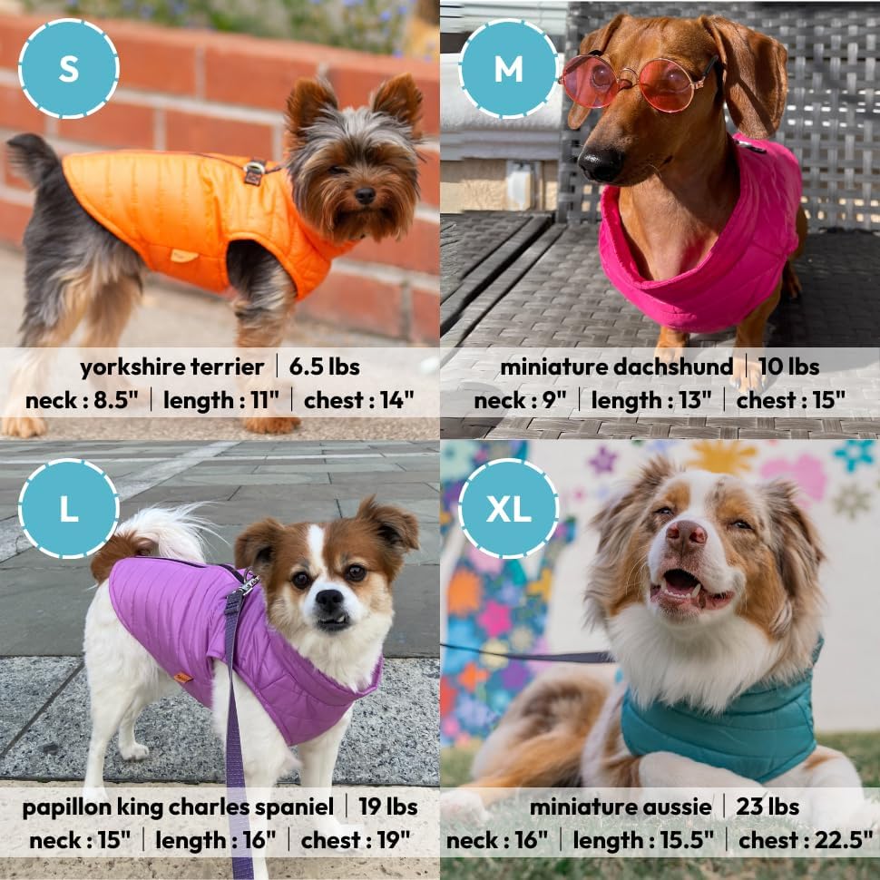 Gooby Puffer Vest Dog Jacket, Orange, Large