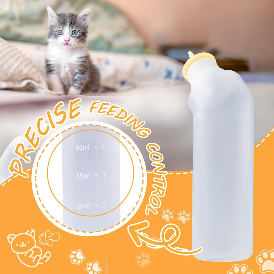 5Pack Kitten Bottle for Nursing Puppy Milk Kitten Bottles Feeding Kit