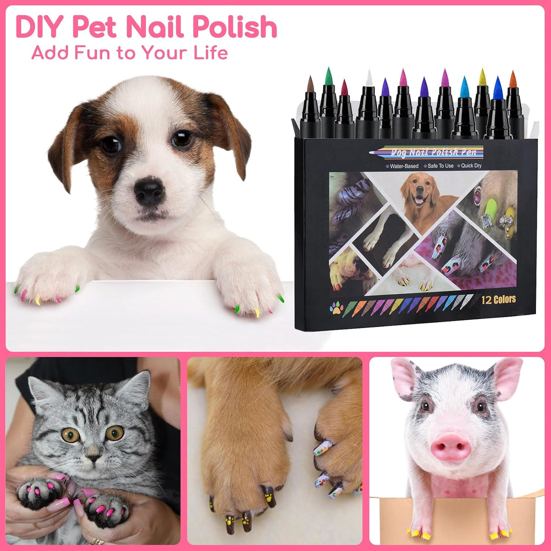 OLINGYOU Dog Nail Polish Pen Set, Quick Dry