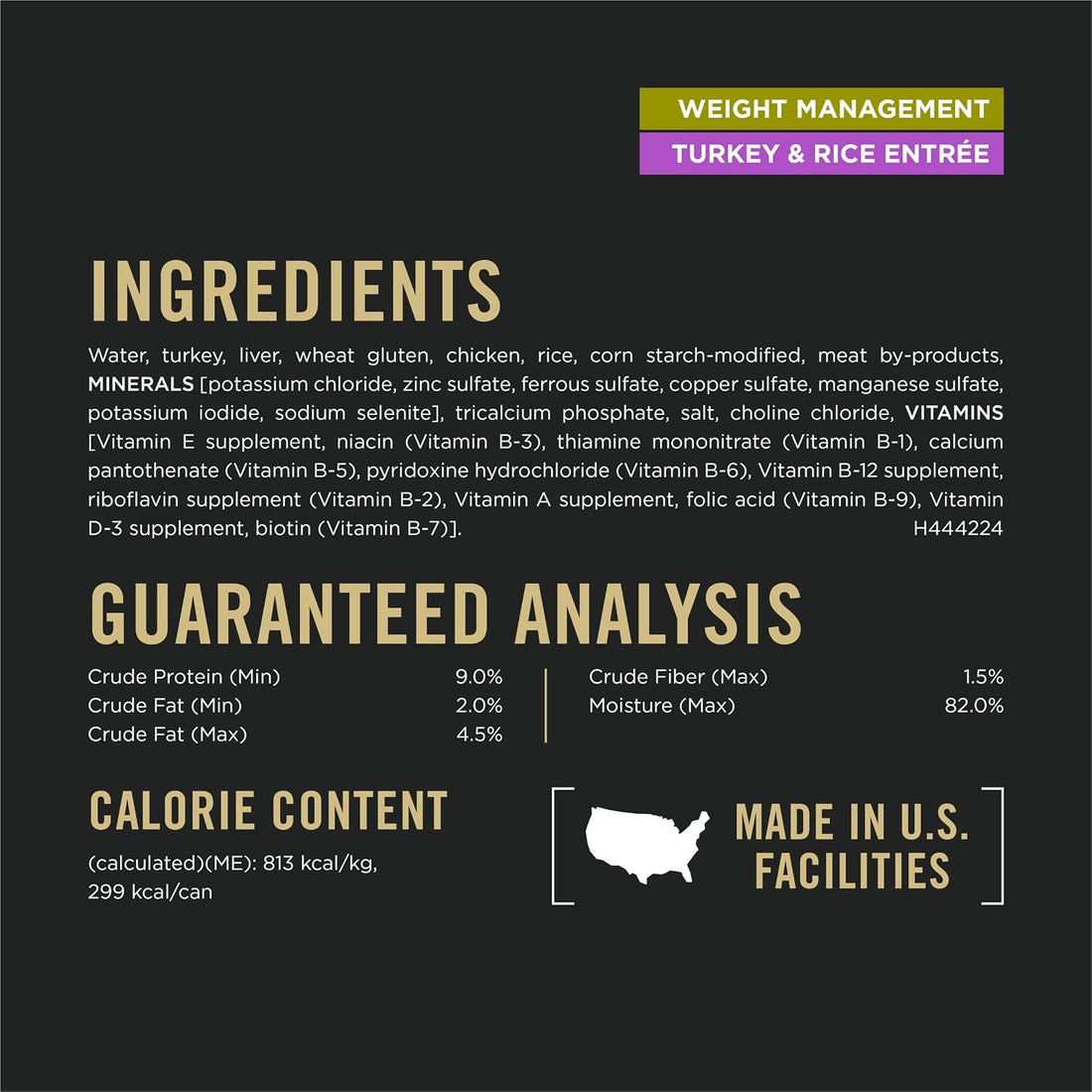 Purina Pro Plan Weight Management Wet Dog Food, Turkey & Rice, 13 oz