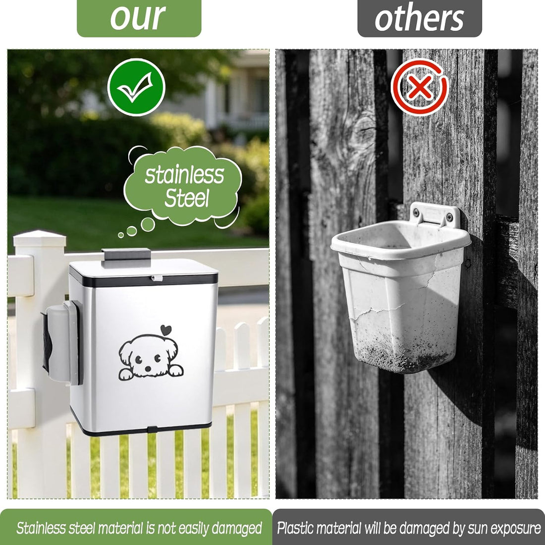 Stainless Steel Dog Poop Trash Can Outside