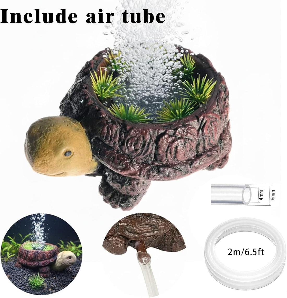 LIYAOLI Turtle Tank Bubbler Decor, Aquarium Air Stone with Tubing