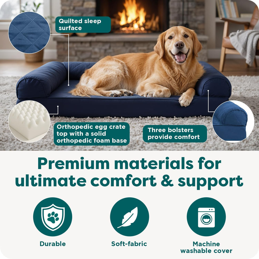 FurHaven Classic Sofa Orthopedic Dog Bed for Large Dogs