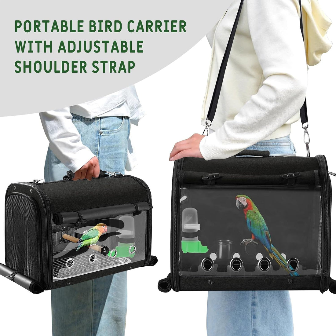 Sanmoncare Bird Carrier Bag Cockatiel Travel Cage with Stand