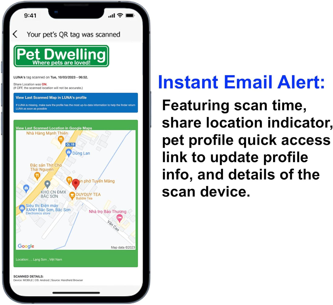 Pet Dwelling Easy Scan QR Code Pet ID Tag for Dogs & Cats