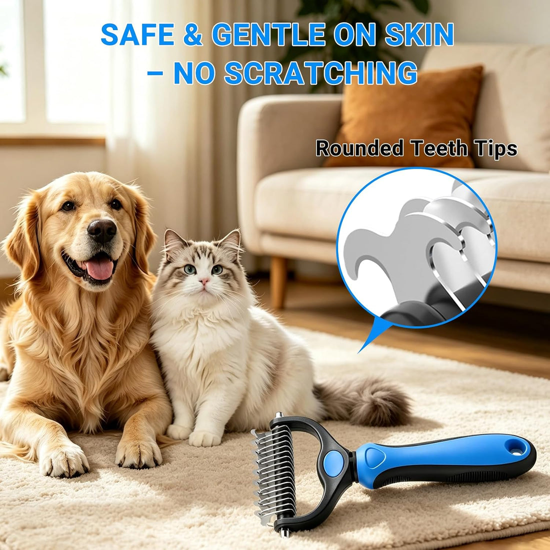 Dog Grooming Rake Deshedding Undercoat Brush for Dogs & Cats