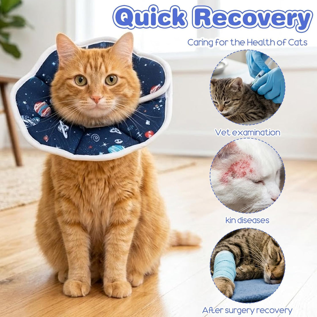 Cat Cone Collar Soft, Adjustable Cat Donut Collar for Cats to Stop