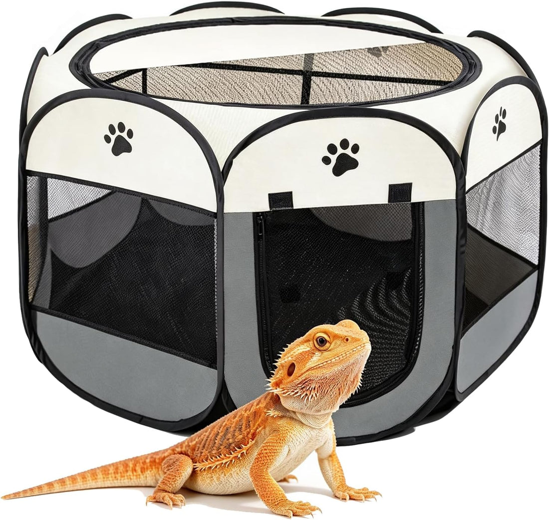 Bearded Dragon Playpen, Foldable Portable Reptile Exercise Pen
