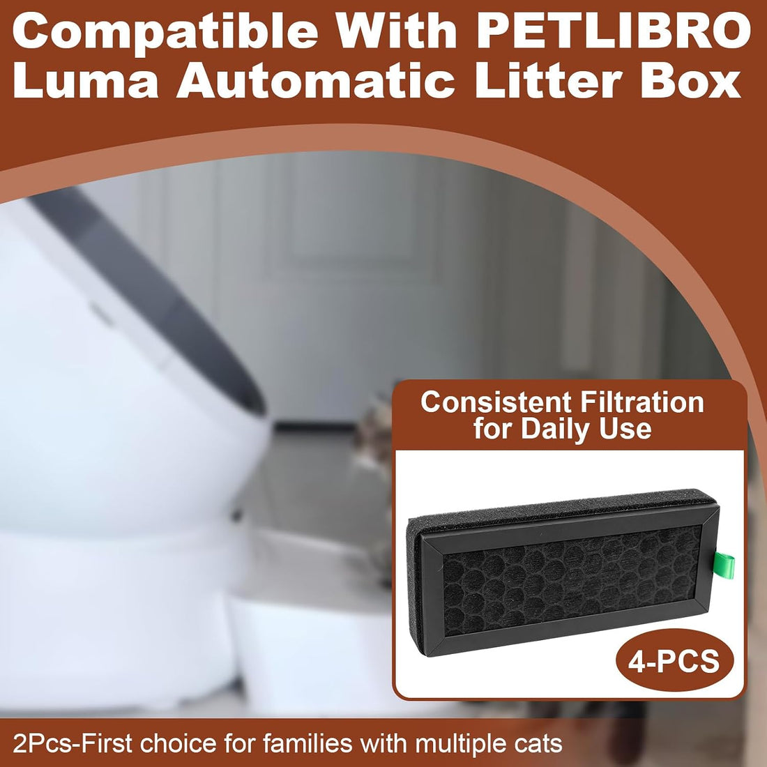 2Pcs Carbon Filters Compatible with Petbibro Luma Pet Self Clean
