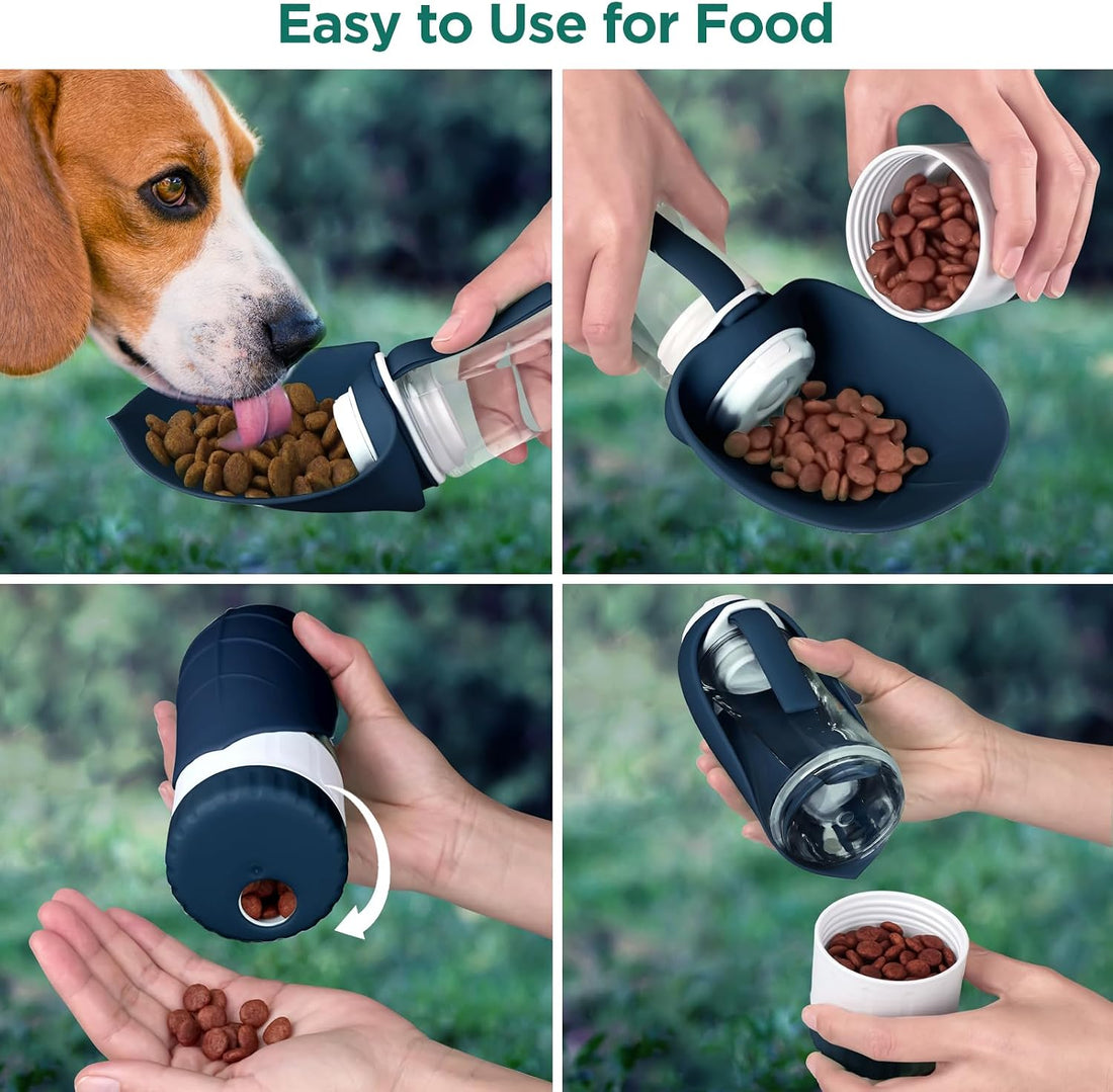 Uppetly Dog Water Bottle, Pet Water Bottle with Food Container