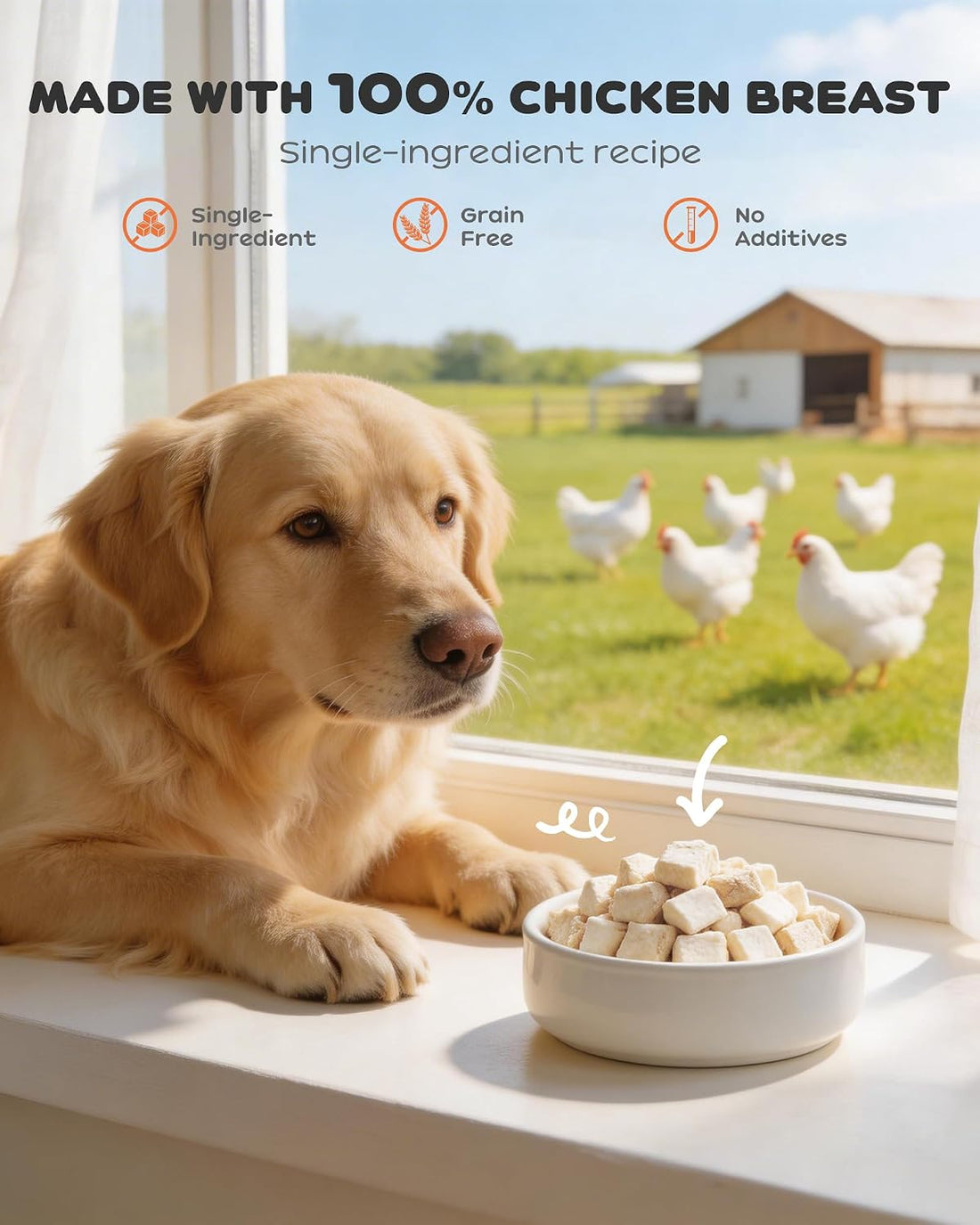 Kasrech Freeze Dried Chicken Treats for Cats & Dogs, 17.64 oz