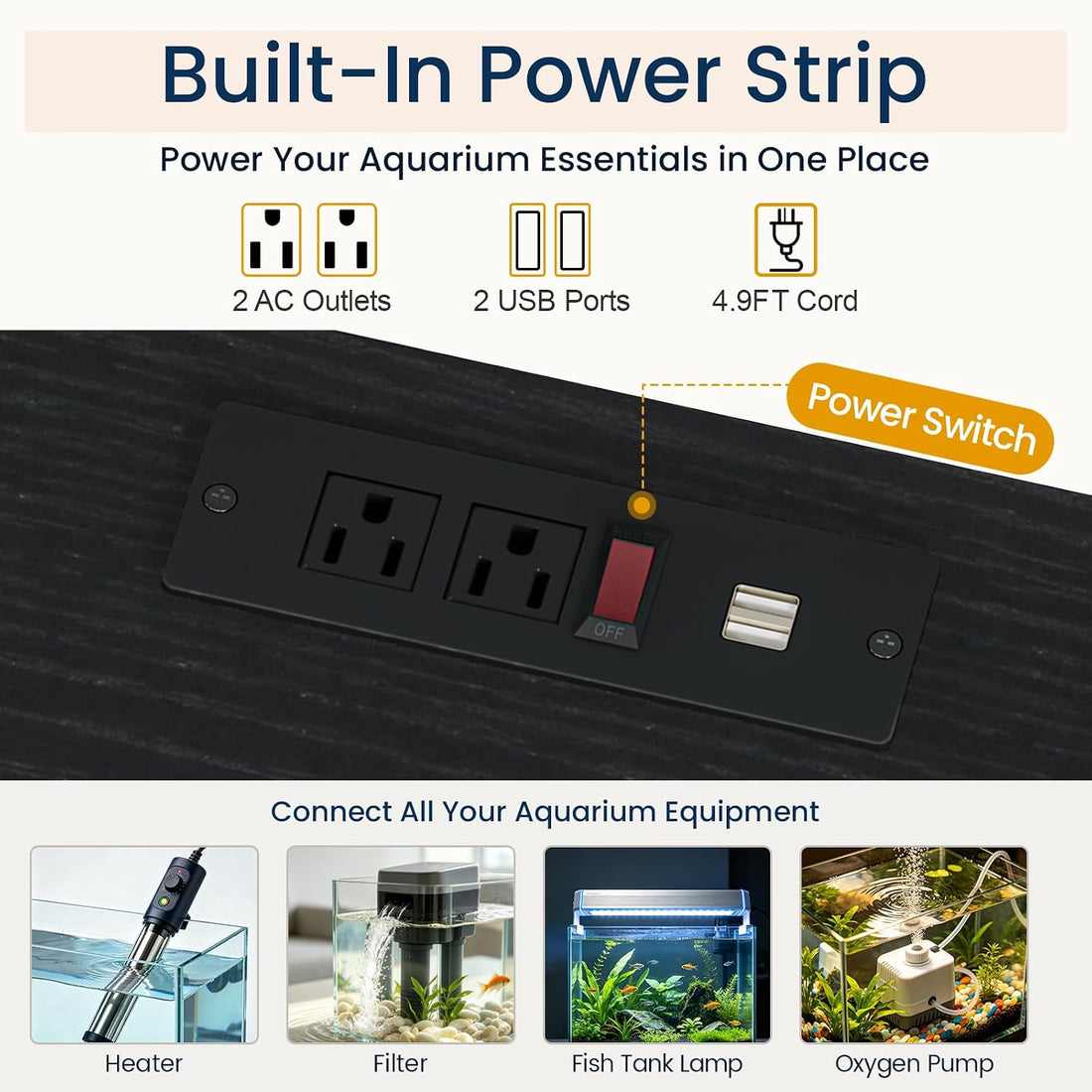 Snughome 55-75 Gallon Aquarium Stand with Power Outlet