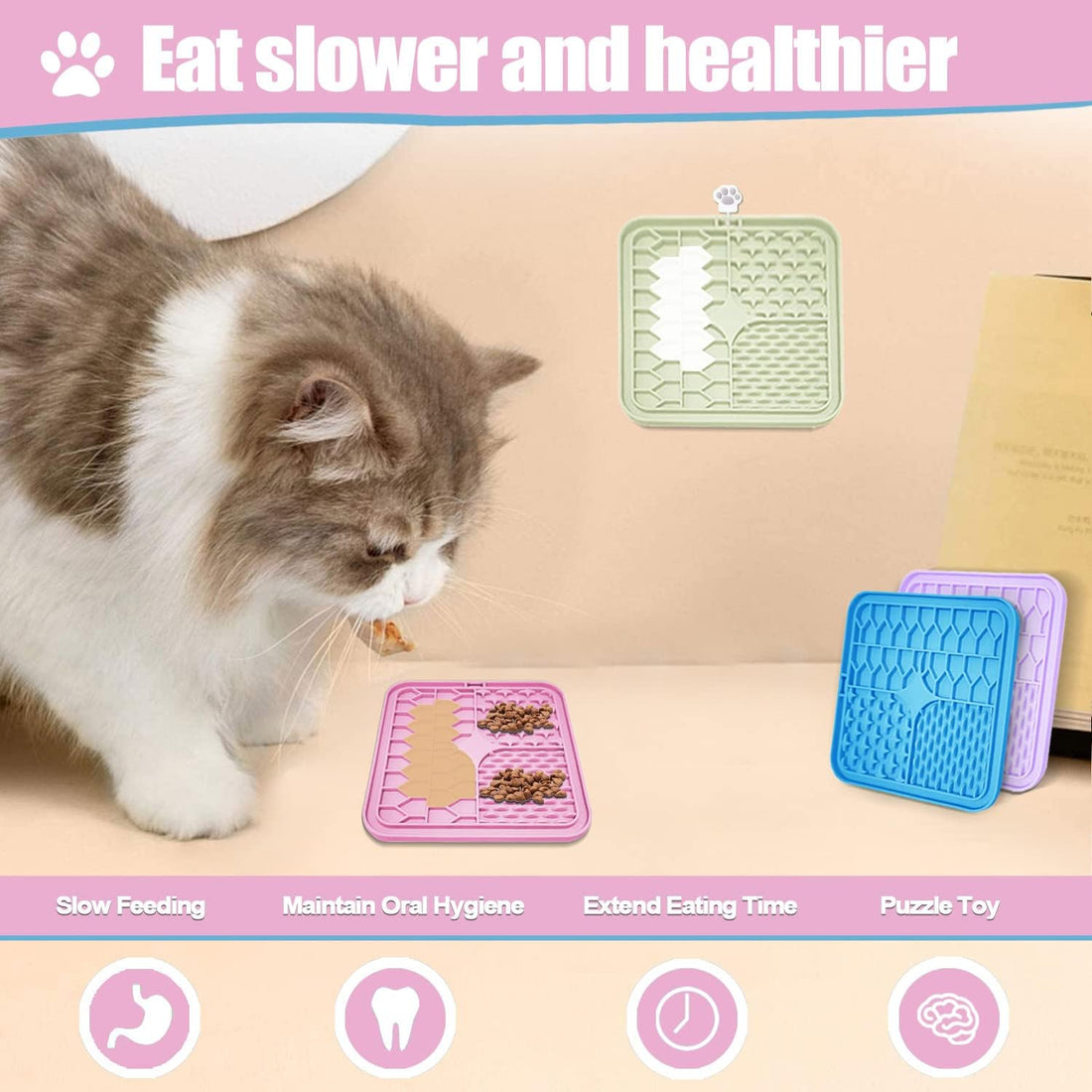 Bikabpet Lick Mat for Dogs and Cats,Cat Licking Pad with Suction Cups