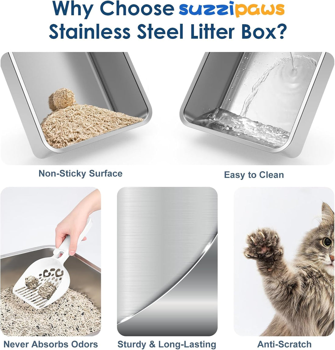 Extra Large Stainless Steel Litter Box with Lid