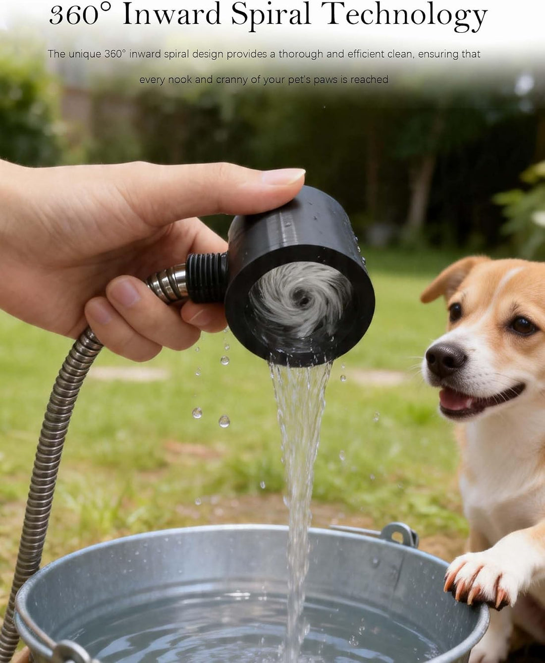 Pet Paw Showerhead - 360° Inward Spiral Dog Shower Attachment