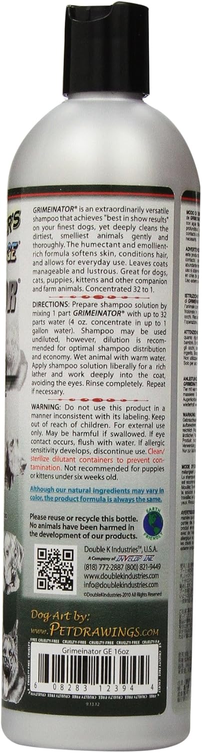 Groomers Edge Grimeinator Deep Cleaning Dog and Cat Shampoo, 16-Ounce