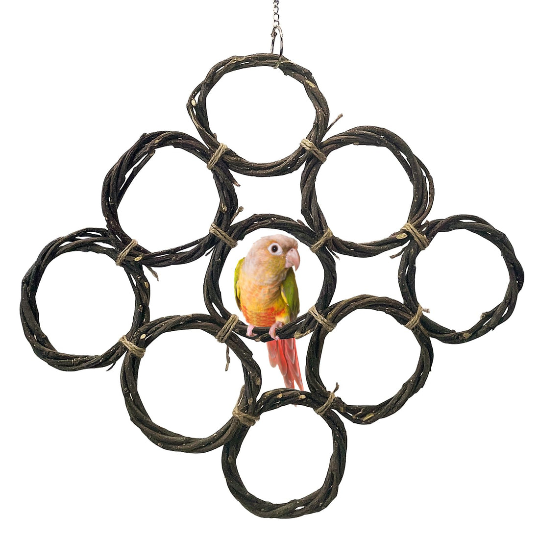 BNOSDM Bird Swing Rings Toy Natural Wood Parrot Climbing Ladder