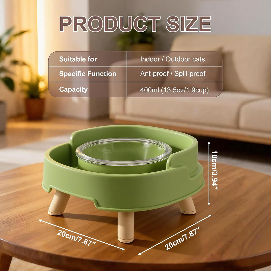 Ant Proof Cat Food Bowl, Non-Slip Elevated Cat Feeding Bowl