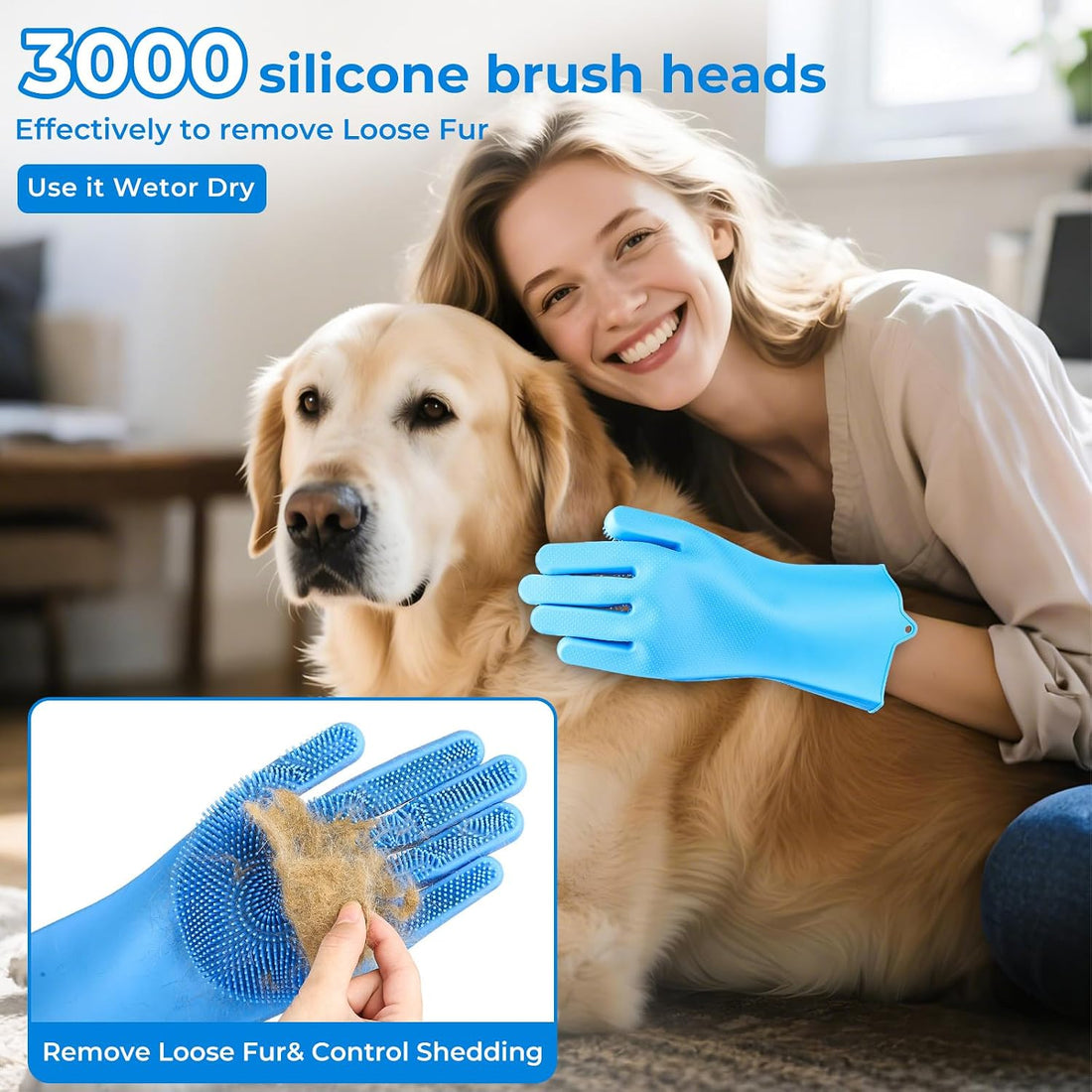 3PCS Dog Bath Supplies,Dog Bath Brush | Dog Washing Gloves