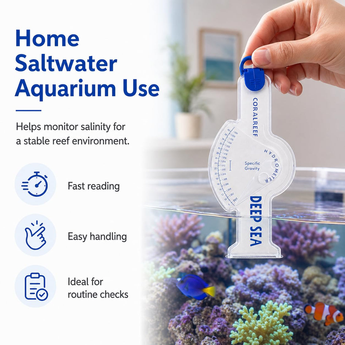 Hydrometer Aquarium Fish Saltwater Reef Salt Water Specific Gravity
